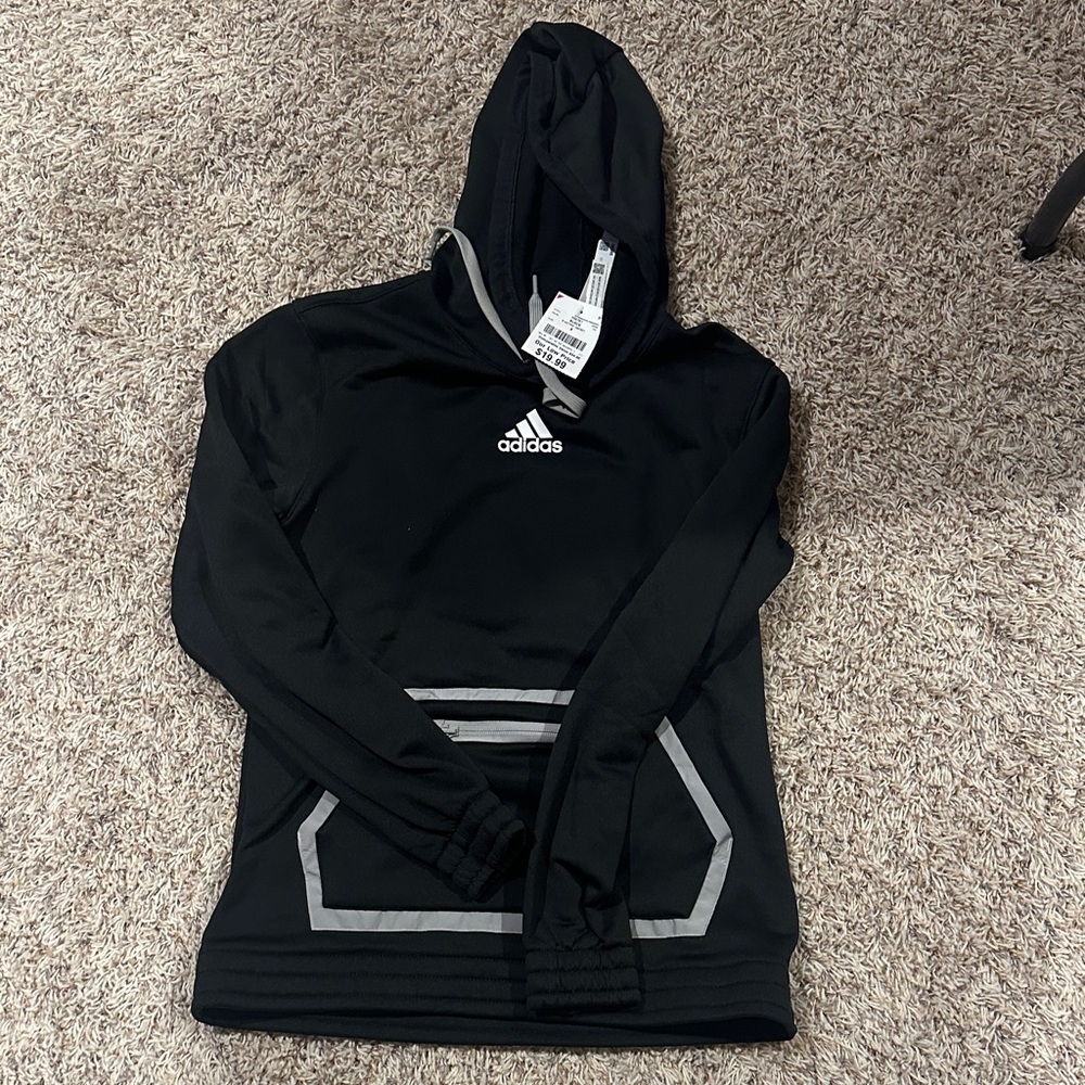 Adidas Black Hoodie with Silver Details